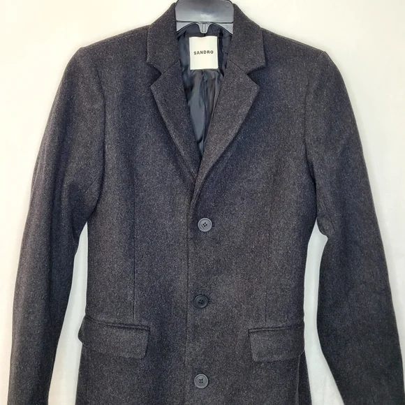 Sandro Broadcloth Wool Cashmere Blend Coat Size XS - Picture 2 of 15
